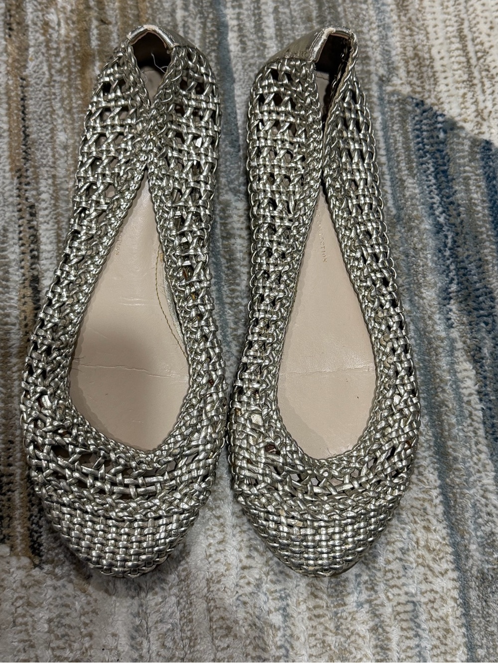 Franco Sarto Woven Metallic Silver Ballet Flats
